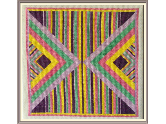 framed view of Stripes and Triangle Quilt Block Pattern