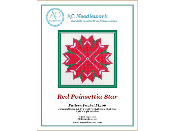Red Poinsettia Star Counted Cross Stitch Pattern cover page