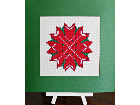 Red Poinsettia Star Counted Cross Stitch Pattern