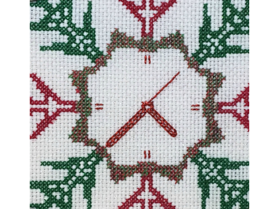close up clock center SH 408 Snow Time Cross Stitch Pattern