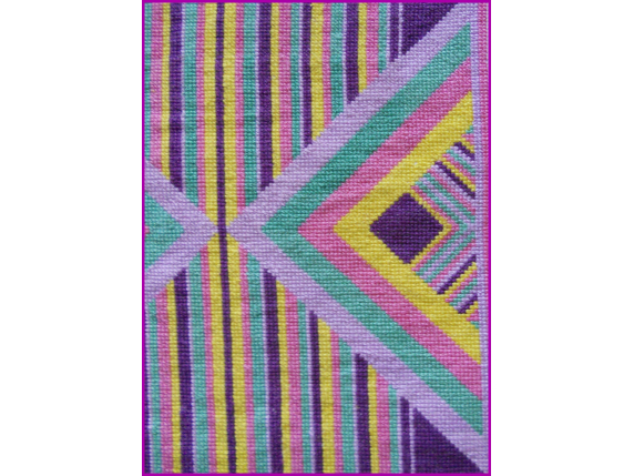 close-up of stitches on Stripes and Triangles pattern